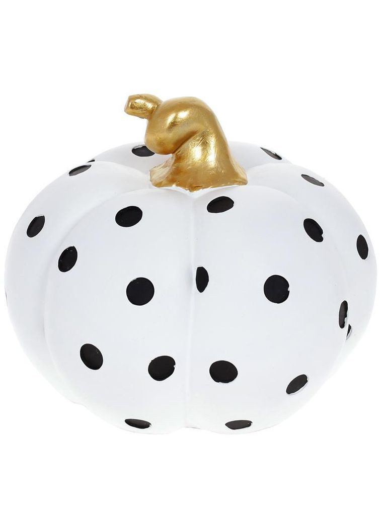 Декоративна фігура "Гарбуз" 19х19х16см, полістоун, чорно-білий горошок з золотом Bona (329896877)