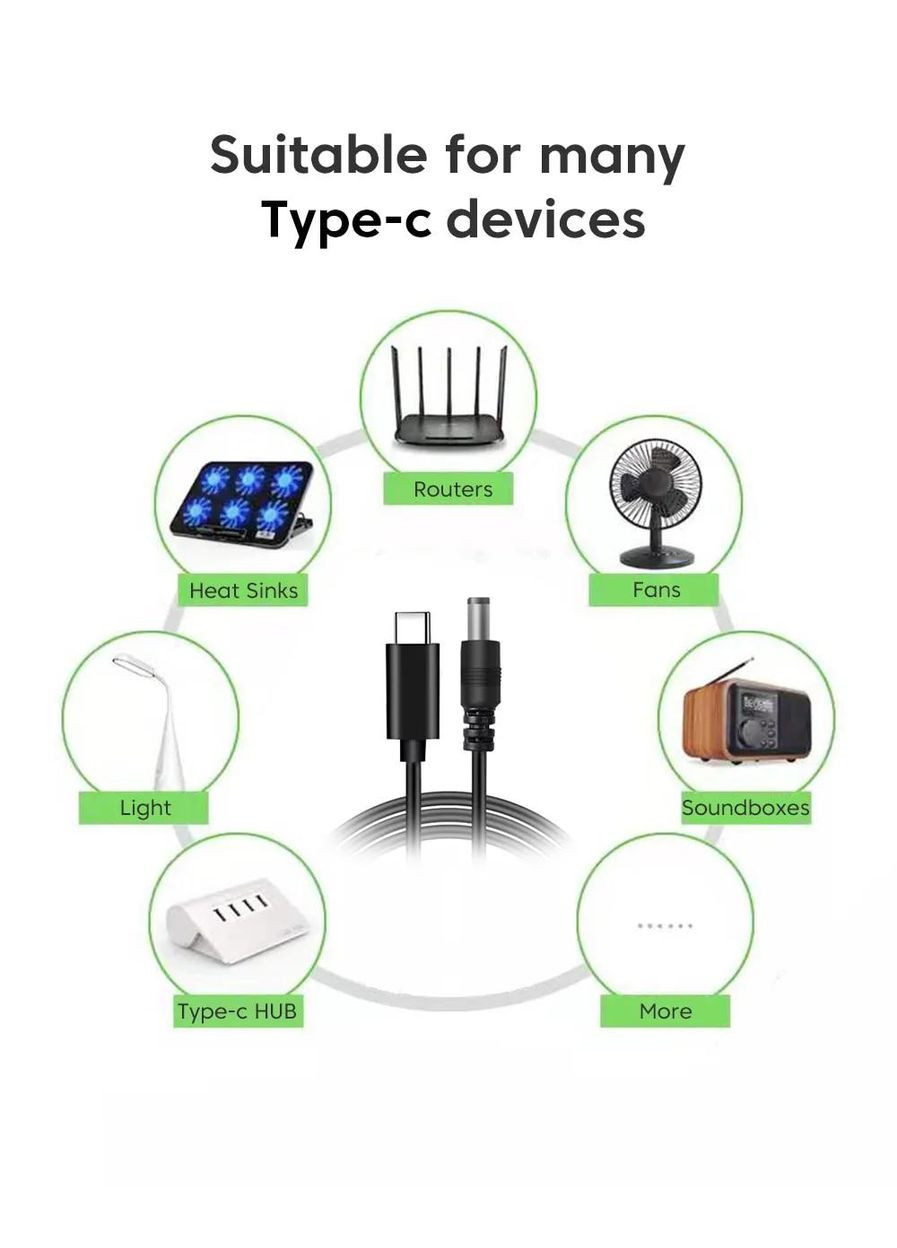 Кабель для заряджання Ноутбука від Повербанка USB type C DC 65W з Набіром перехідників Провід для Ноутбука Шнур Foxconn (366664700)