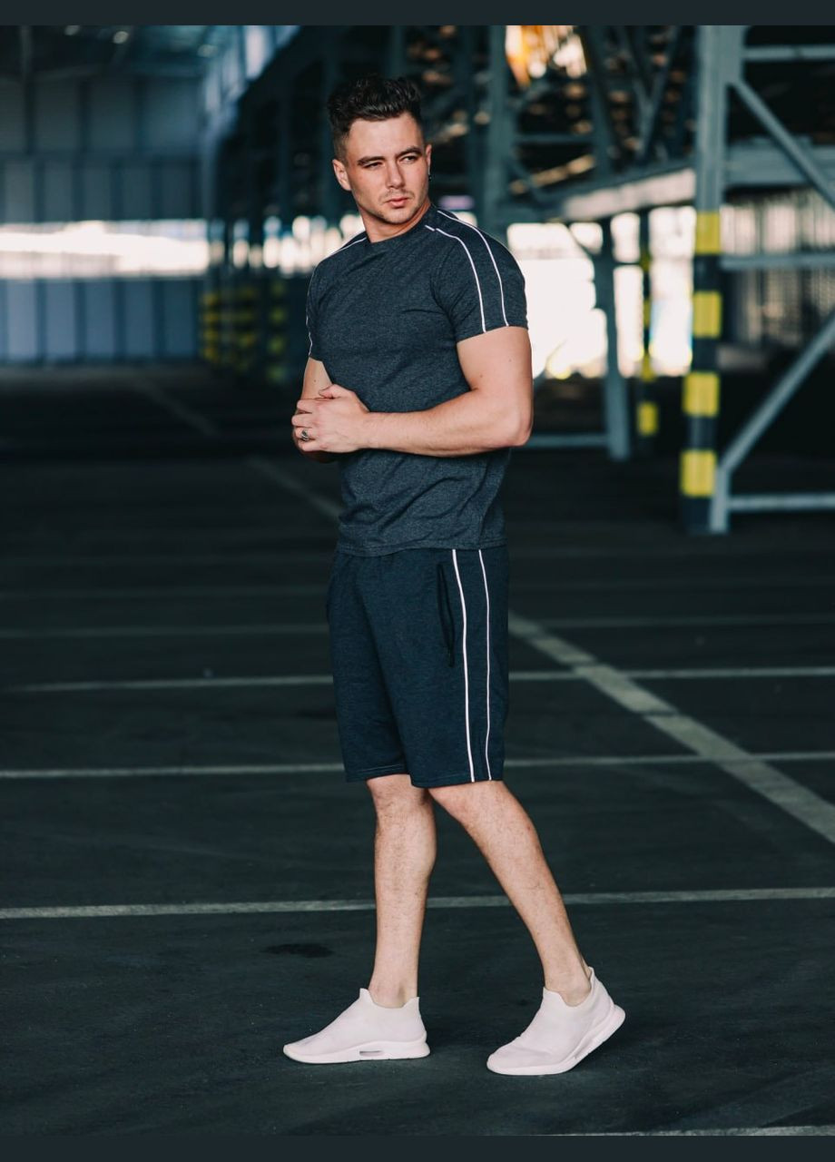 Графитовая футболка базовая с кантом No Brand футболка