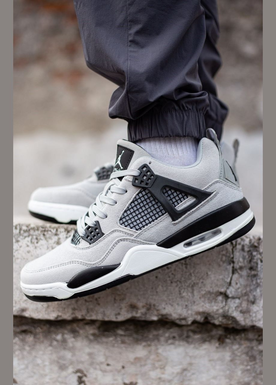 Сірі Осінні чоловічі кросівки високі демі замша сірі nike air jordan 4 retro grey No Brand