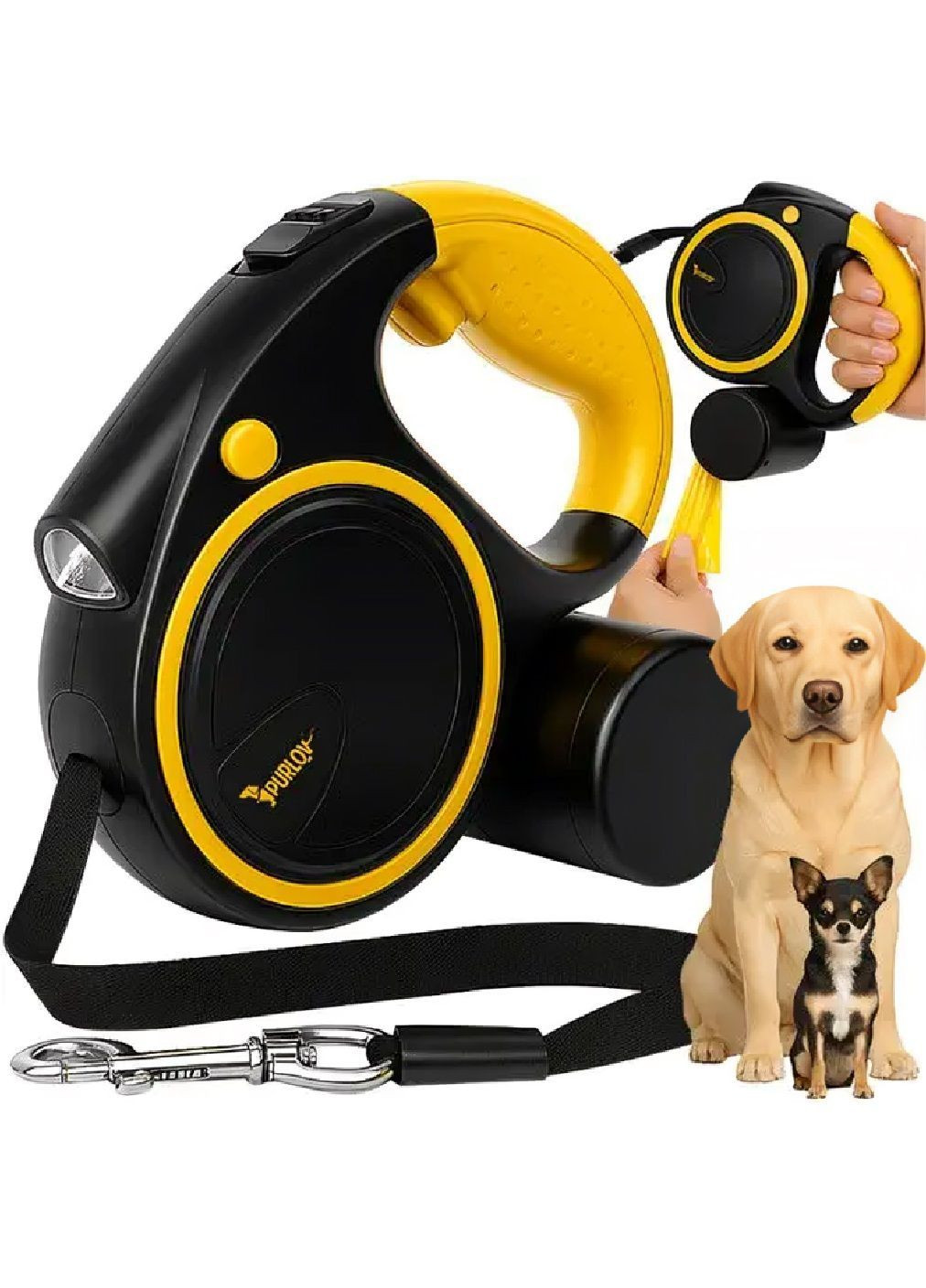 Автоматический поводок рулетка со светодиодным фонариком фиксацией ленты для собак весом 10–25 кг 5 м (481461-Prob) Unbranded (362064508)