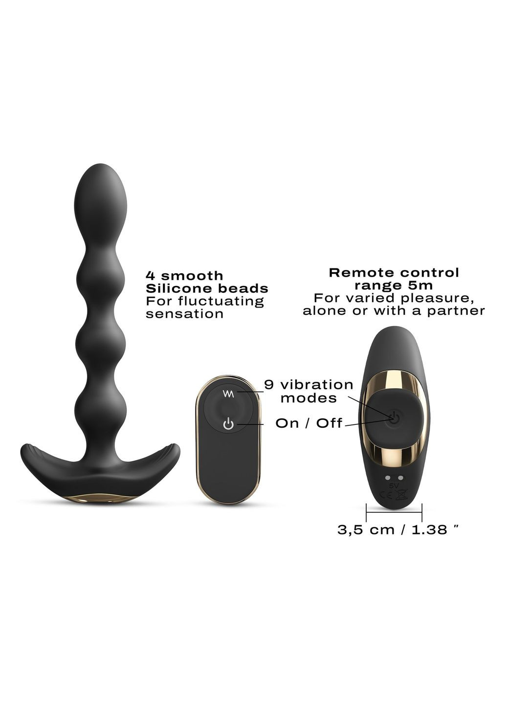 Анальний вібраторнамисто FLEXI BALLS, гнучкий стовбур, пульт ДК Dorcel (296626982)