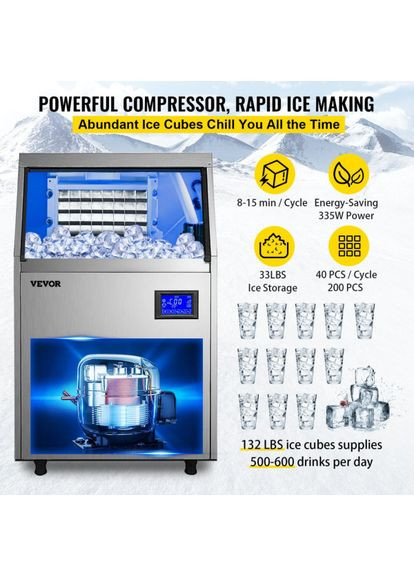 Ледогенератор 60кг льда / 24 часа Vevor (361932244)