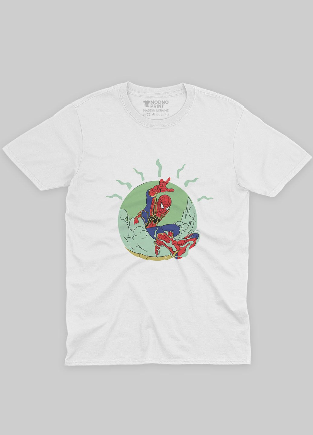 Белая демисезонная футболка для девочки с принтом супергероя - человек-паук (ts001-1-whi-006-014-021-g) Modno