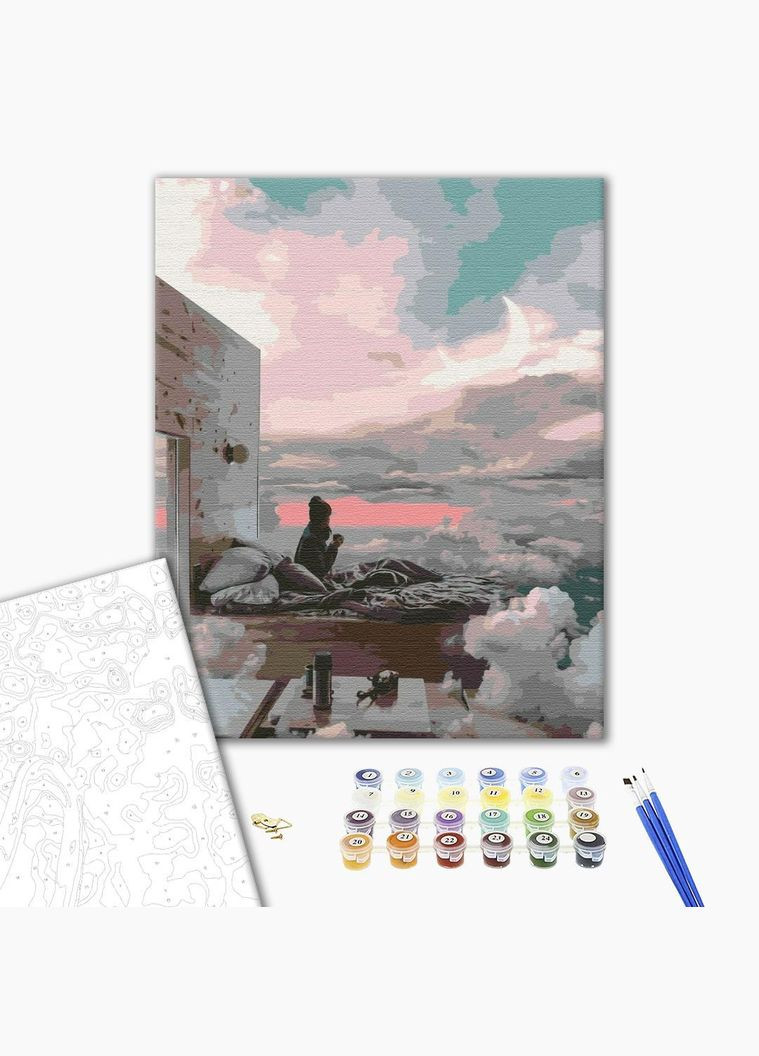 Картина за номерами хмари Малюнки за номерами Будинок у хмарах 40х50 Розфарбування по номерах пейзаж BS51856 Brushme (308987788)