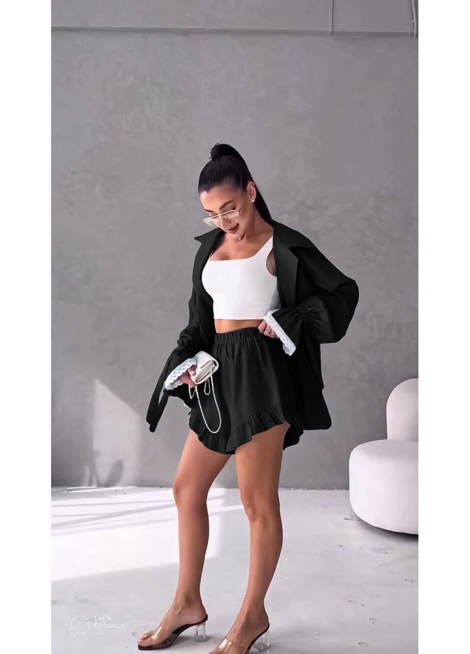 Жіночий літній комплект із шортами та сорочкою Україна (351386193)