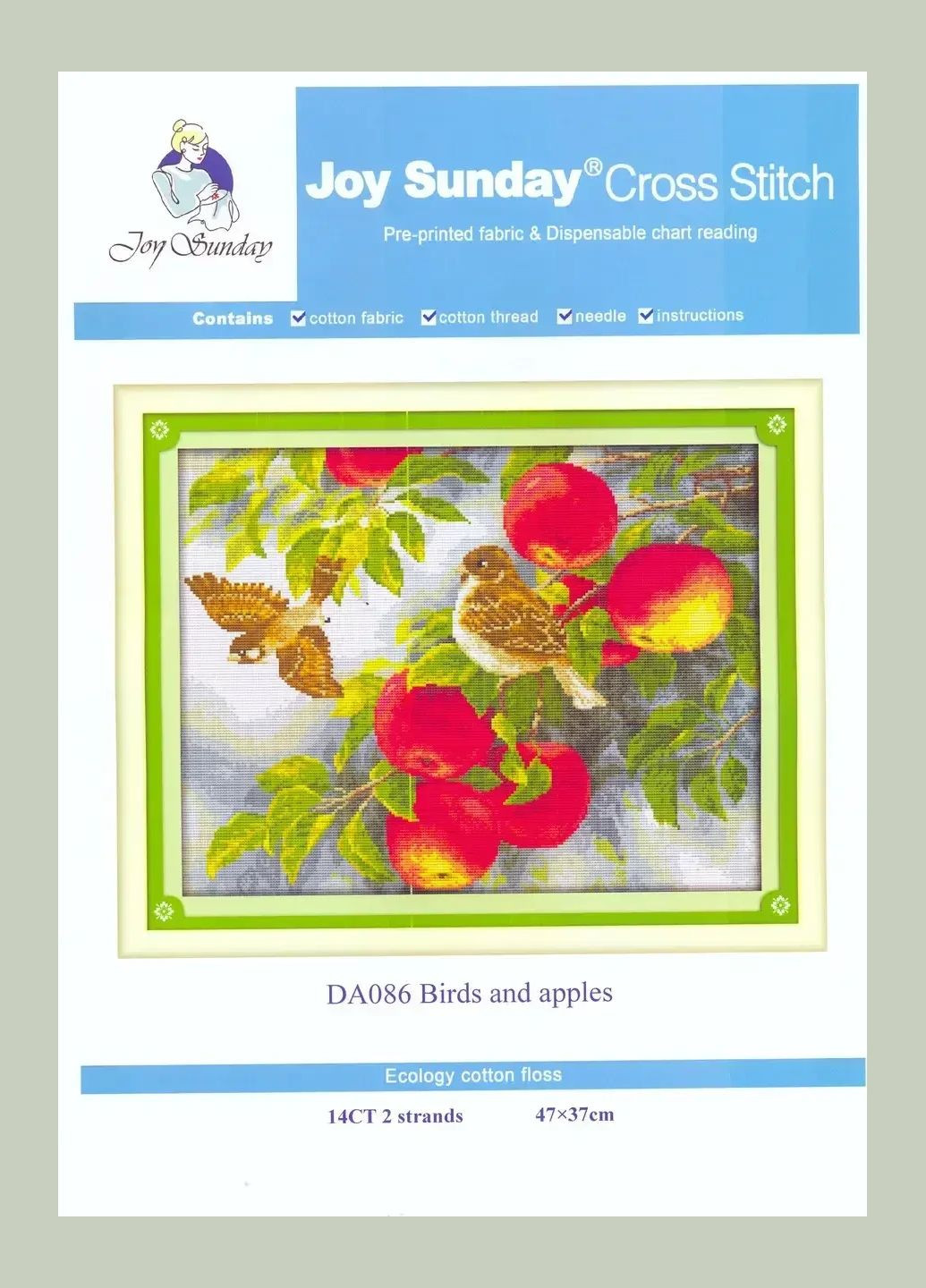Набір для вишивання за нанесеною на канву схемою "Birds and apples". AIDA 14CT printed 47*37 см Joy Sunday (313613296)