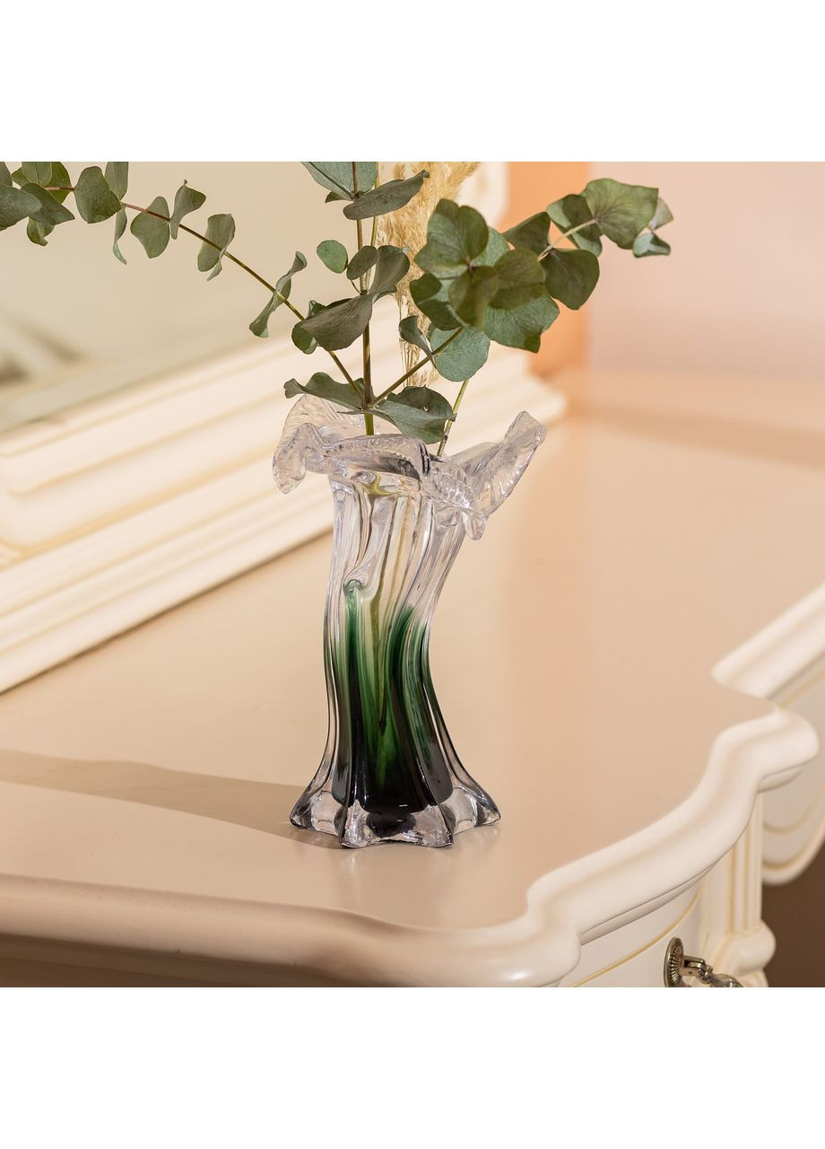 Декоративна скляна фігурна ваза для квітів 20 см, 125 мл, зелена Yiwu (360455057)