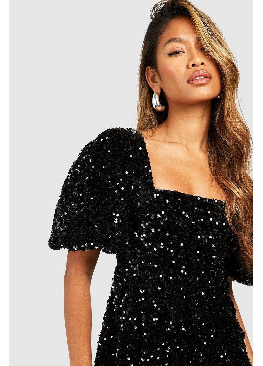 Черное кэжуал платье Boohoo однотонное