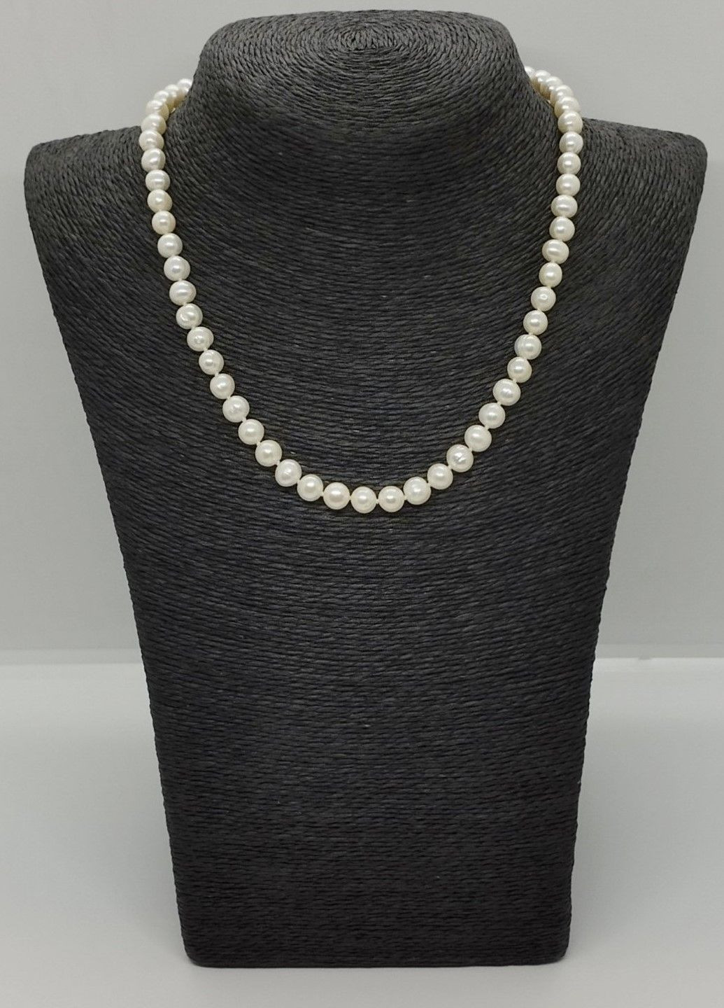 Ожерелье из речного жемчуга идеально белого цвета L=46 см Ø=7 мм No Brand (299153559)