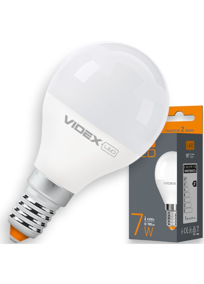Світлодіодна лампа G45 7W E14 4100K (VLG45e-07144) Videx (282313711)