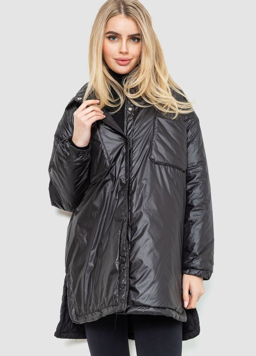 Черная демисезонная куртка женская демисезонная свободного кроя, цвет черный, Ager
