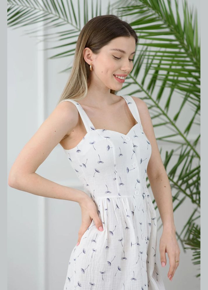 Комбінована сукня жіноча на бретелях біло-блакитна mkaz6251-2 Modna KAZKA