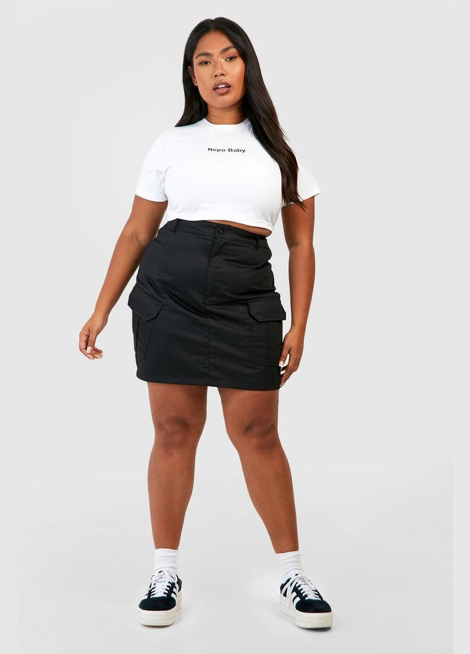 Черная повседневная однотонная юбка Boohoo