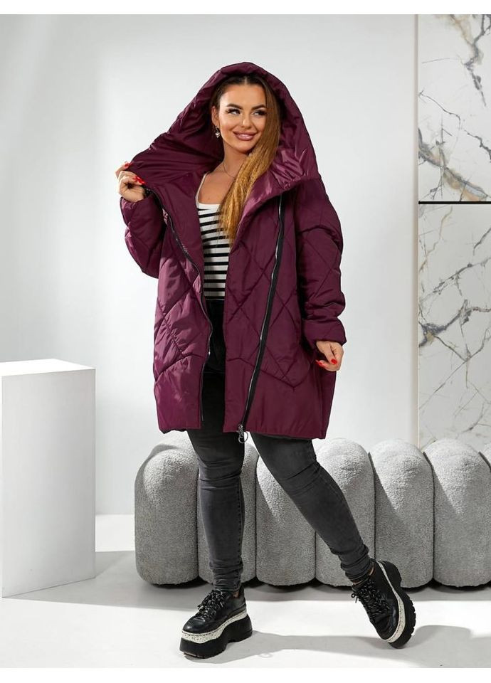 Темно-бордова демісезонна куртка єврозима ну-1427/2 ( ) No Brand