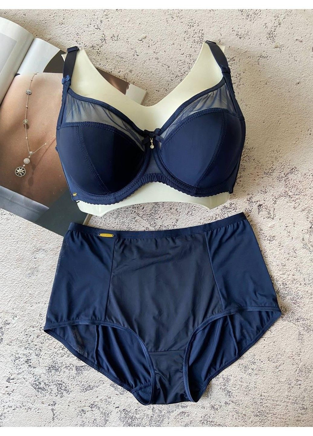 Синий синее женское нижнее белье комплект трусики и бюстгальтер Lanny Mode
