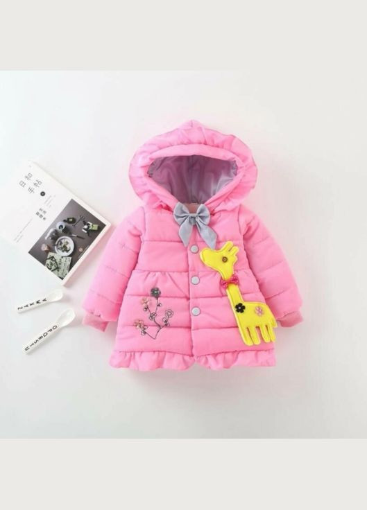 Рожева демісезонна куртка дитяча жирафик стьобана ( 90см) (6670) Qoopixie