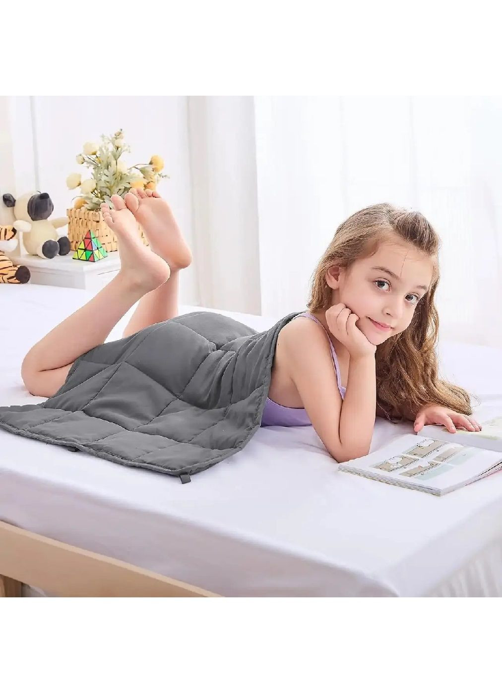 Обтяжена бавовняна сенсорна ковдра покривало з рівномірним розподілом ваги 2 кг 71x46 см (479272-Prob) Сіра Unbranded (316639004)