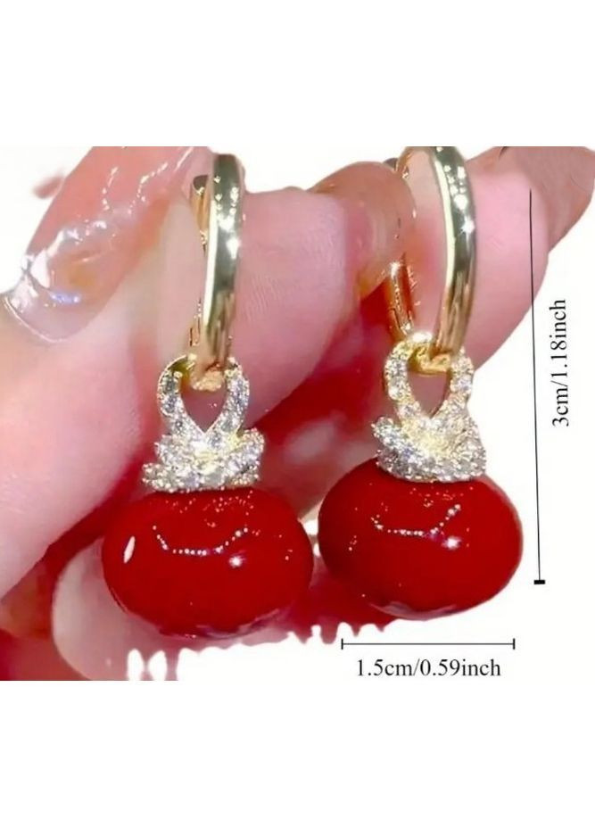 Сережки бижутерия Красная бусина No Brand (362947741)