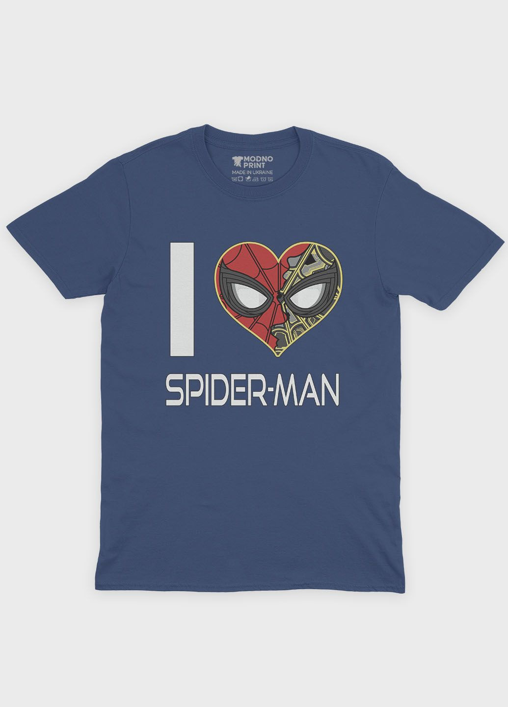Темно-синяя летняя мужская футболка с принтом супергероя - человек-паук (ts001-1-nav-006-014-091-f) Modno