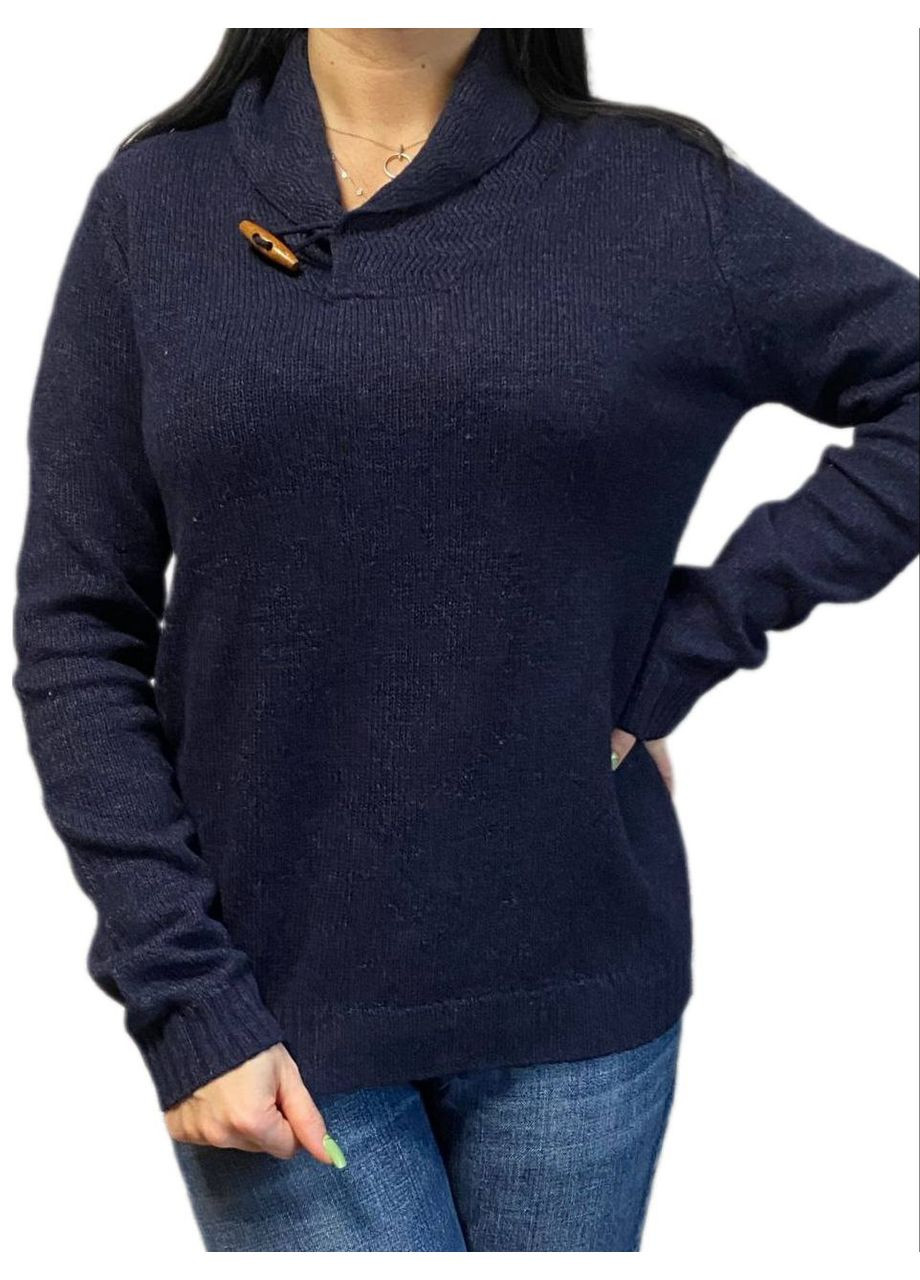 Синий демисезонный шерстяной свитер Pull & Bear