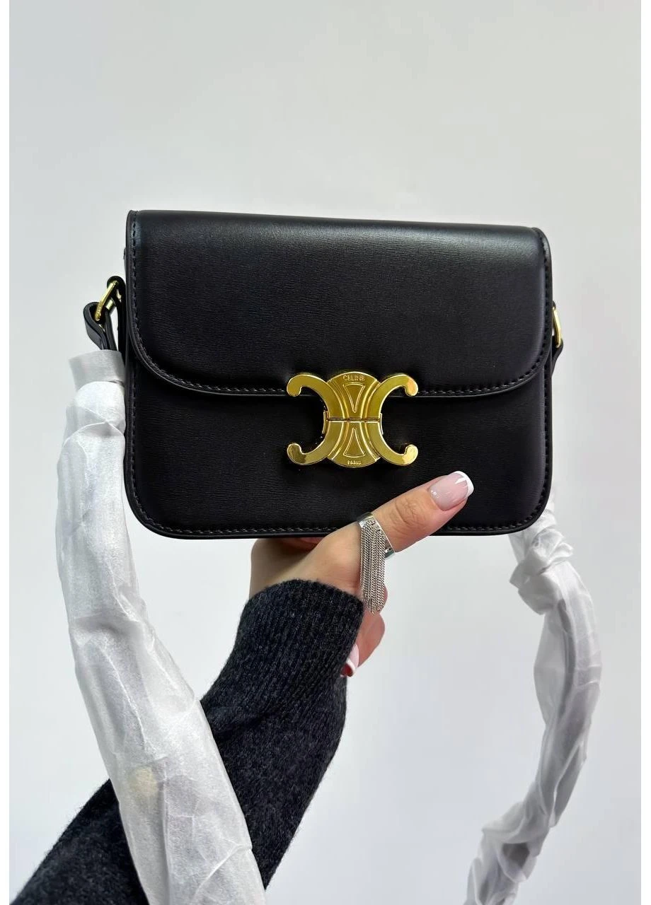 Женская Черная Сумка Селин Кожаная С Логотипом Брендовая Сумочка Celine Premium Seli No Brand (392714528)