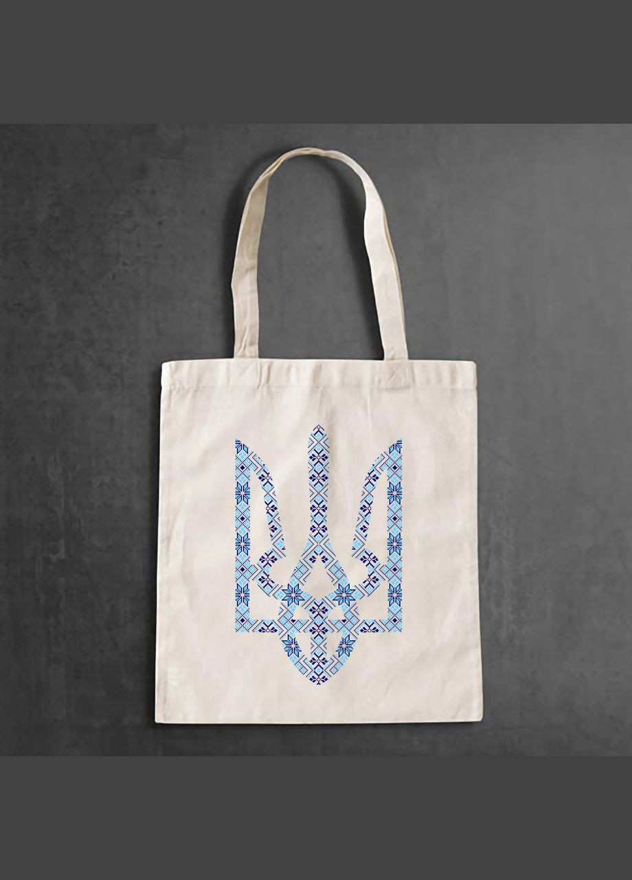 Еко сумка,, повсякденна з принтом "Герб України із синього орнаменту" Push IT Кавун шопер (316137801)