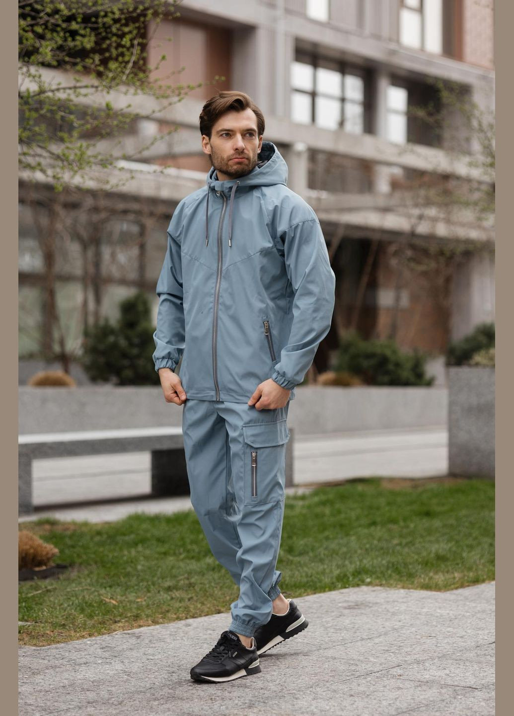 Голубой демисезонный мужской костюм брючный No Brand