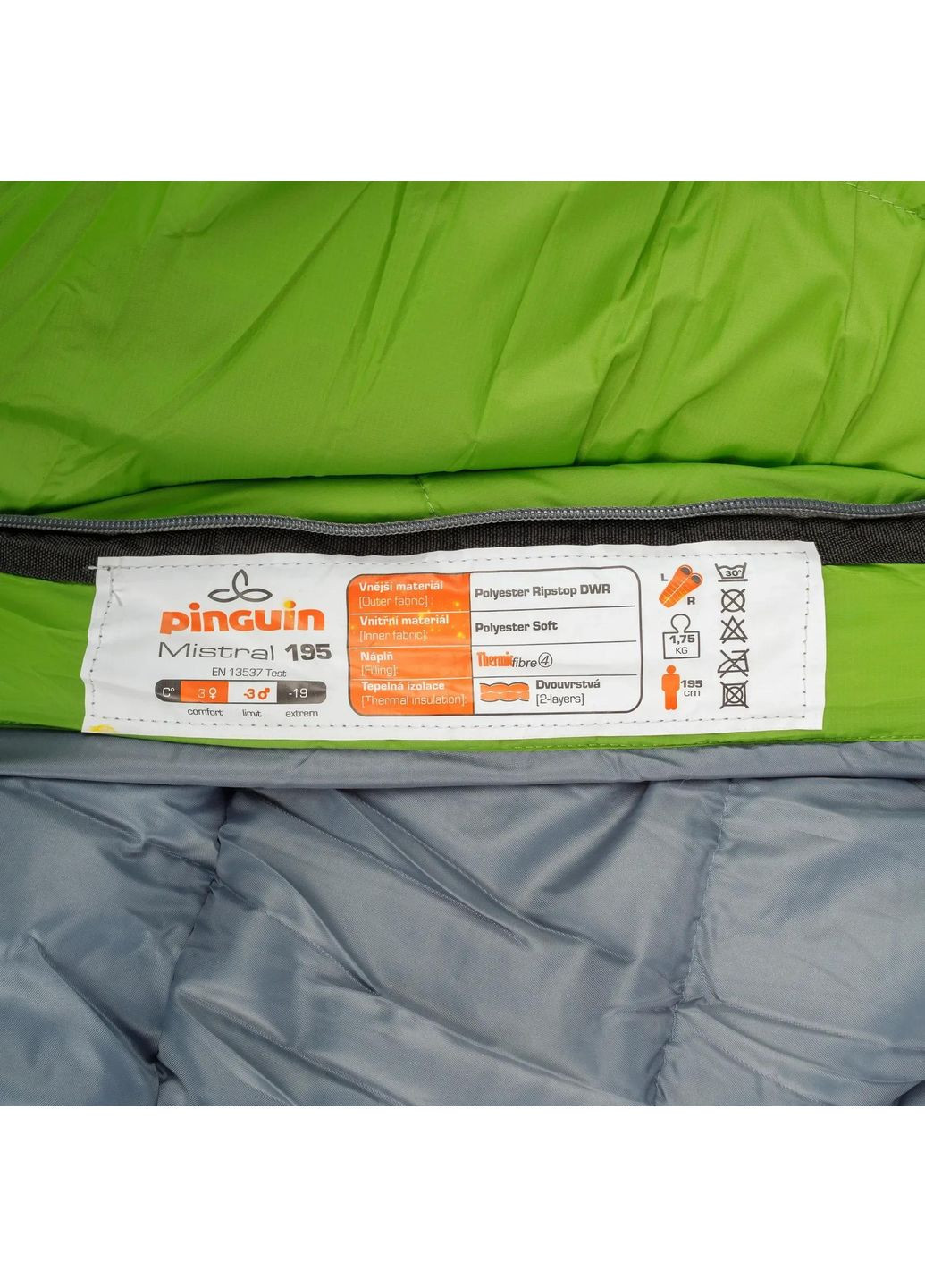 Спальний мішок Mistral PFM (3/-3°C), 185 см - Left Zip, Green Pinguin (334672116)