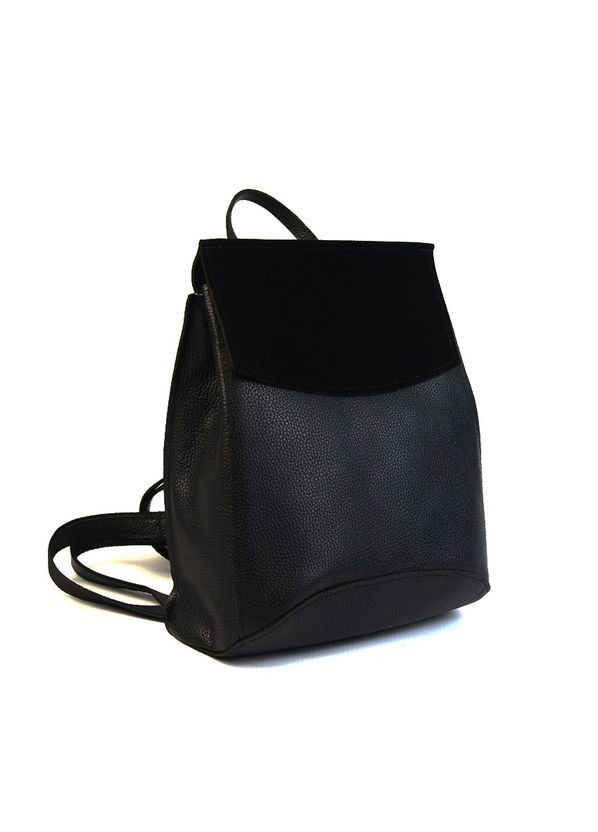 Сумка рюкзак женская кожаная замшевая трансформер через плечо черная Serebro (371392437)