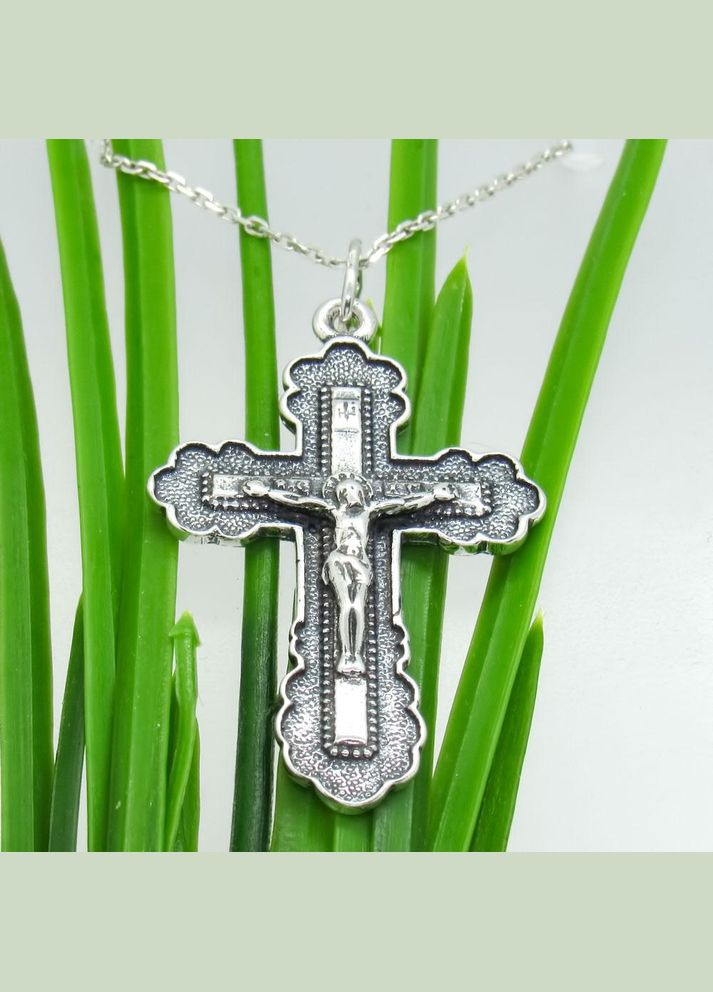 Серебряный христианский подвес "Крестик большой 2" No Brand (350667181)