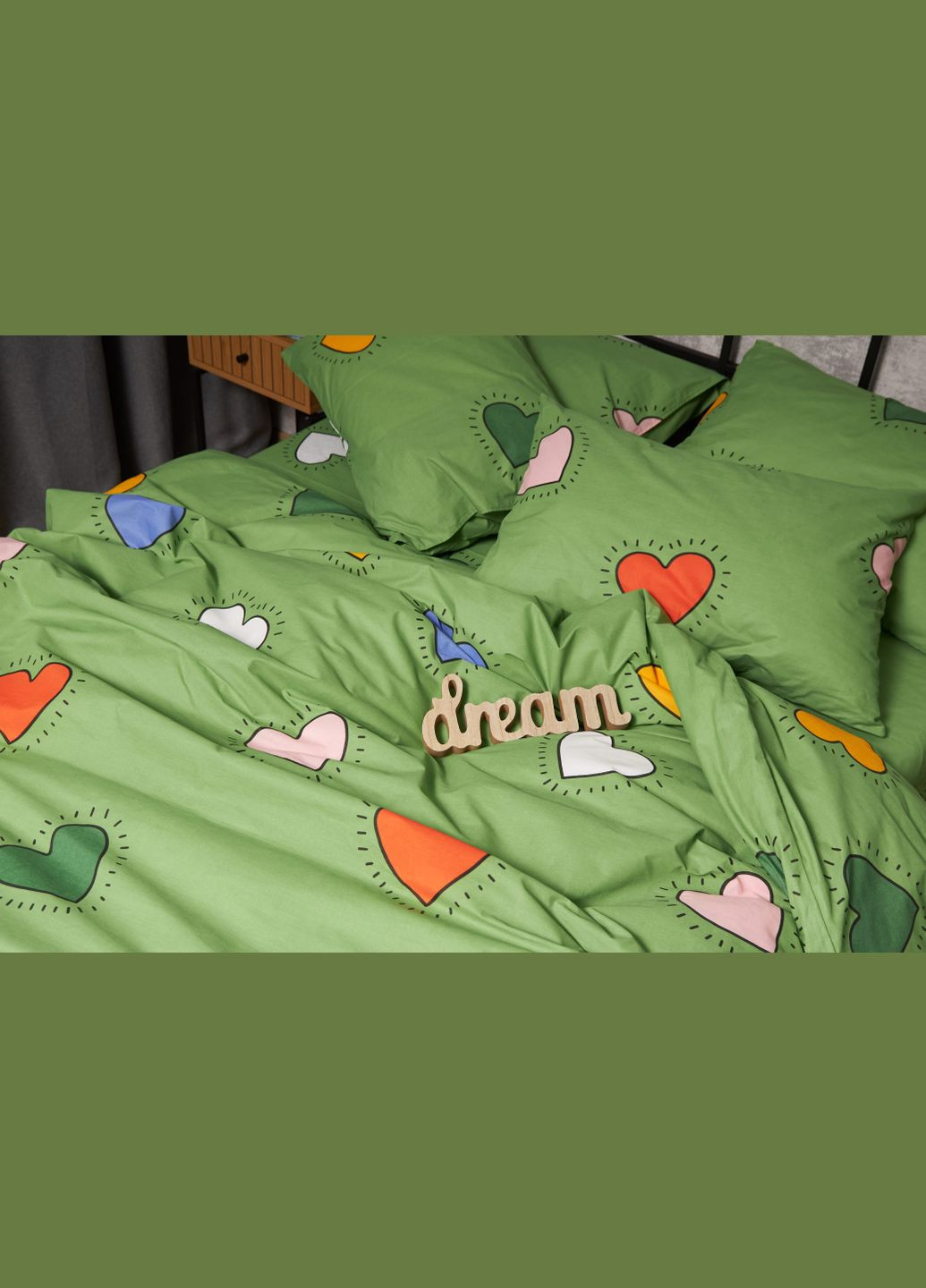 Комплект постельного белья Бязь Gold Люкс «» семейный 143х210х2 наволочки 4х70х70 (MS-820005384) Moon&Star Rainbow Hearts (296909795)