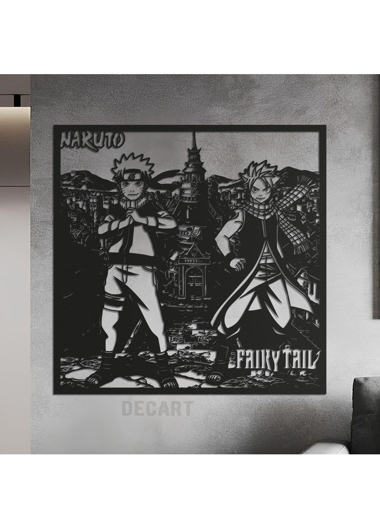 Дерев'яне панно "Наруто і Нацу Драгніл" 60х60 см Decart (360610666)