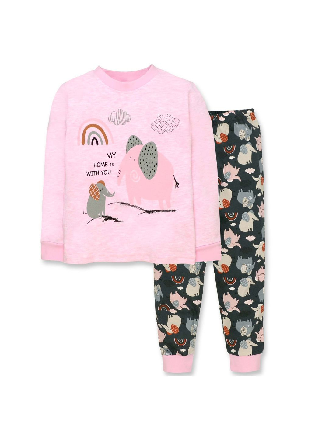 Розовая всесезон пижама детская татошка - удобная и стильная кофта + брюки JUGO 0106302дсл