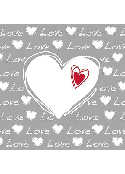 Декупажні серветки "Love Heart" сірі 33х33см 18,5г/м2 20шт Ambiente (364193761)
