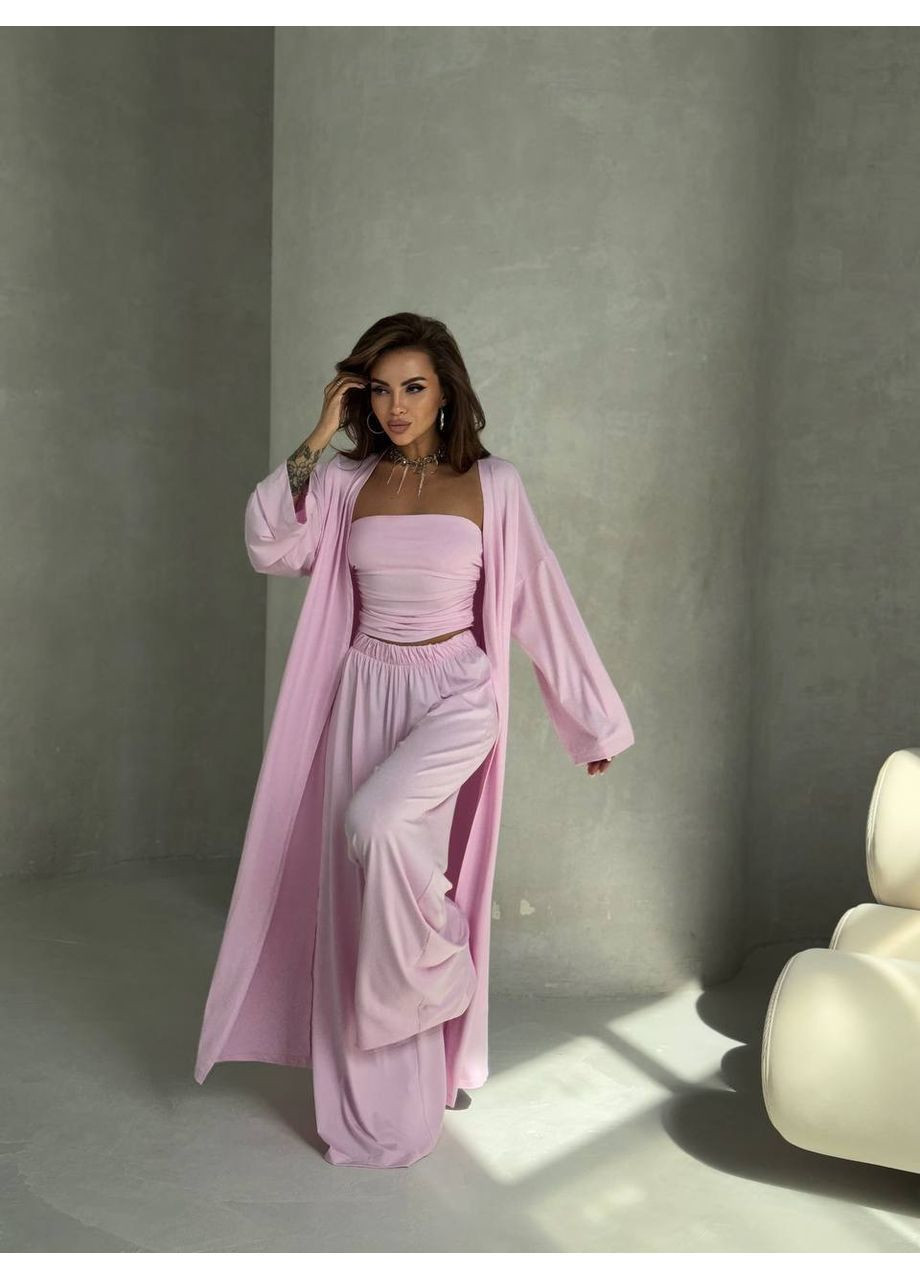 Женский костюм тройка: кардиган, топ и палаццо MonCher (363849334)