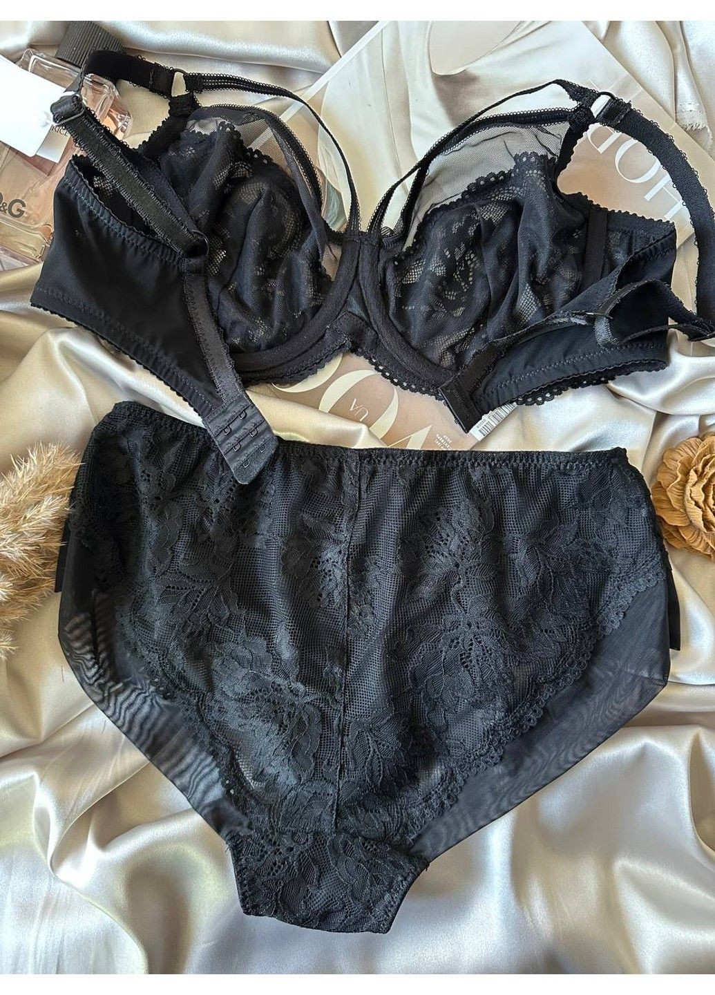 Черный женское нижнее белье черного цвета комплект Lanny Mode
