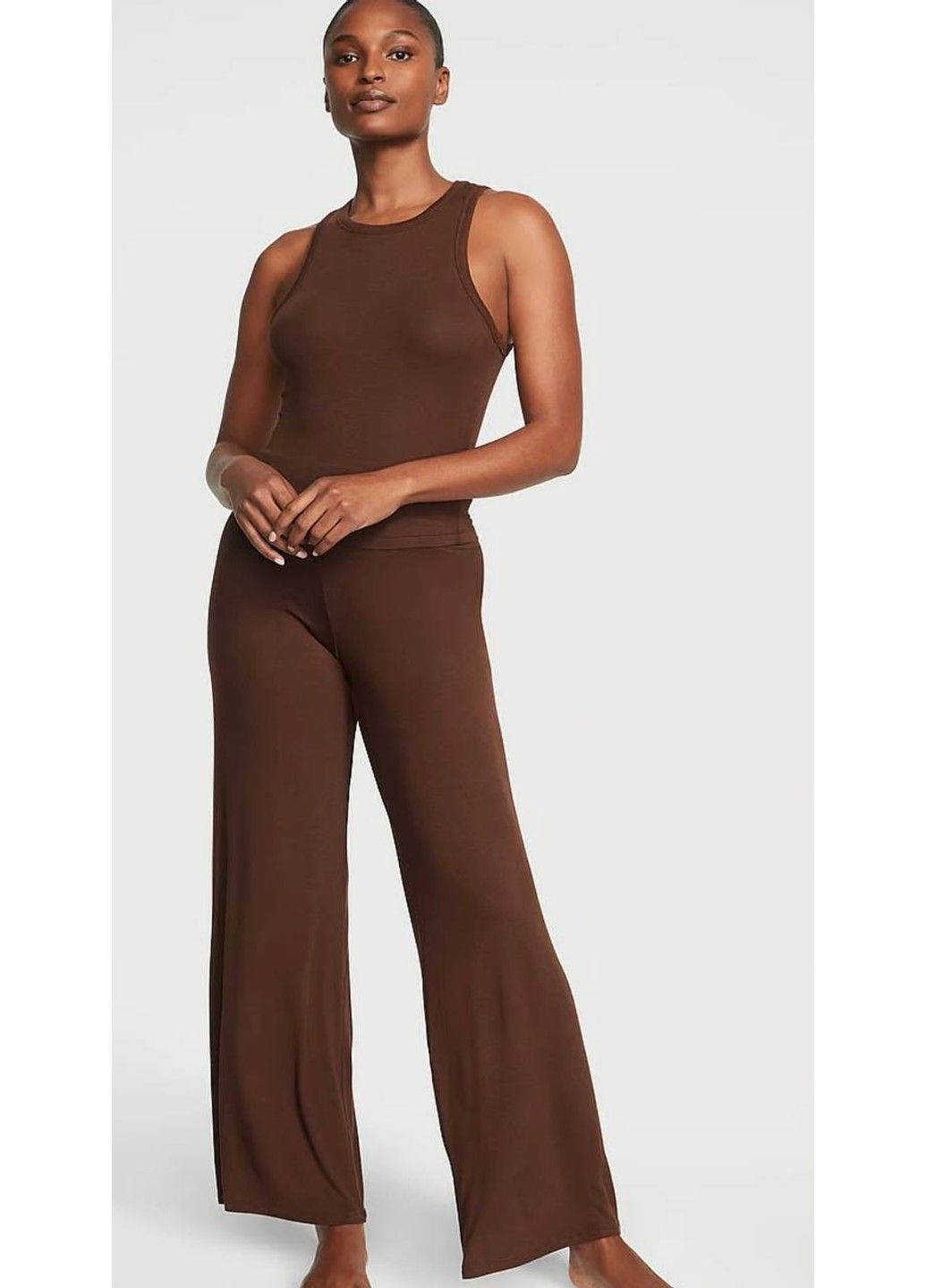 Коричнева всесезон піжама модал modal dark brown tank long pajamas Victoria's Secret