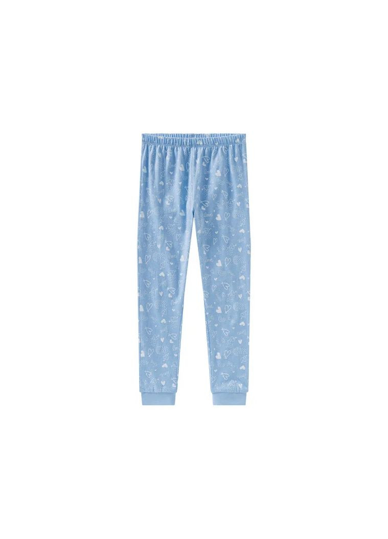 Голубая всесезон пижама для девочки лонгслив + брюки Lupilu