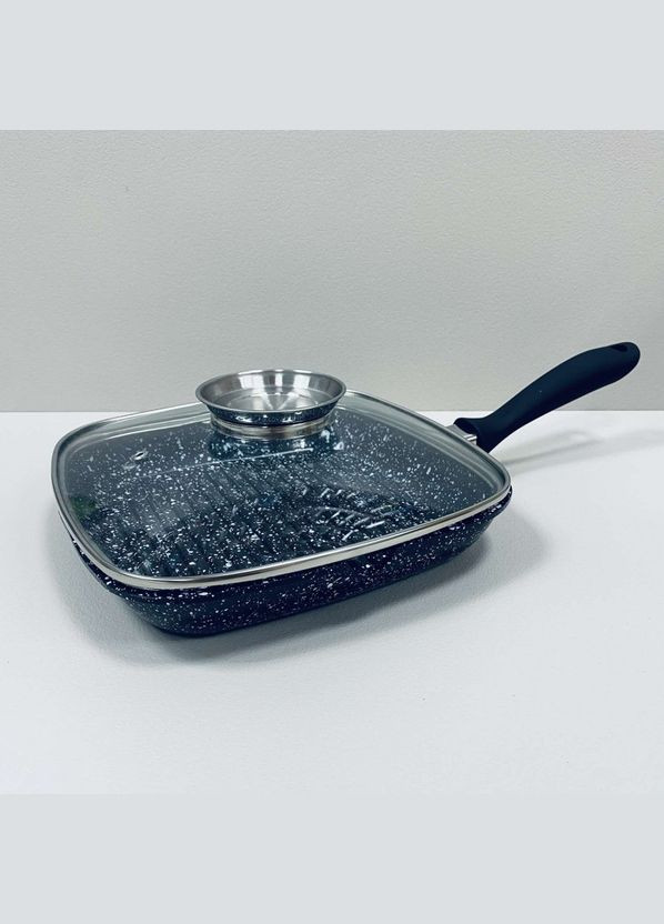 Сковорода-гриль алюмінієва з скляною кришкою 24,5*25*3 см 1496 A-Plus (317203794)