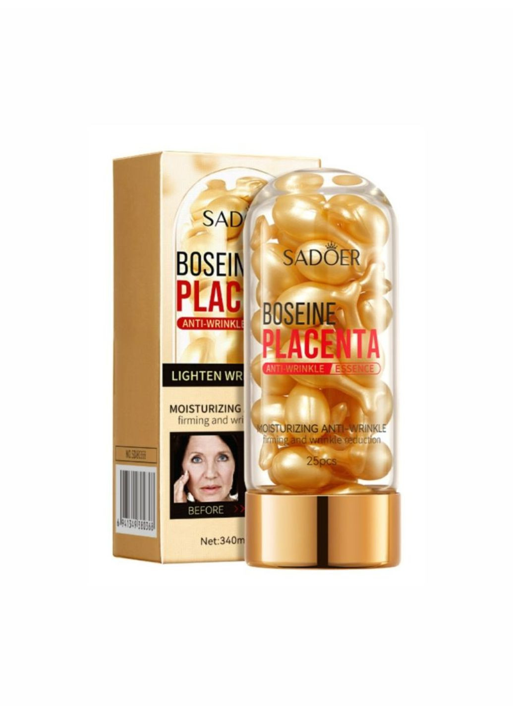 Омолоджуюча сироватка для обличчя в капсулах Boseine Placenta Moisturizing Anti Wrinkle, 25 шт SADOER (307810408)