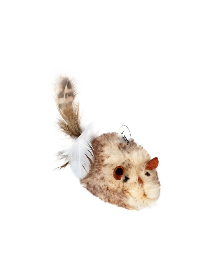 Игрушка для кошек Fun Melodic Мышка со звуковым чипом, искусственный мех, перо, 130 мм WAUCAT (342414582)