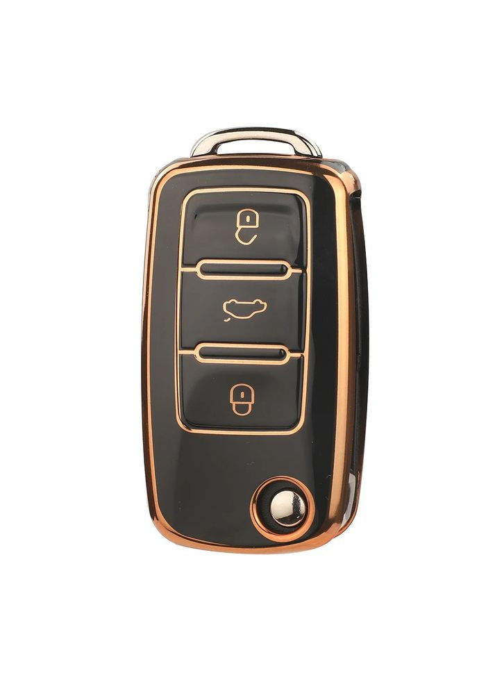 Чохол ключа Bora 2008-2018 рр. чорний + золото TPU Volkswagen (369611502)