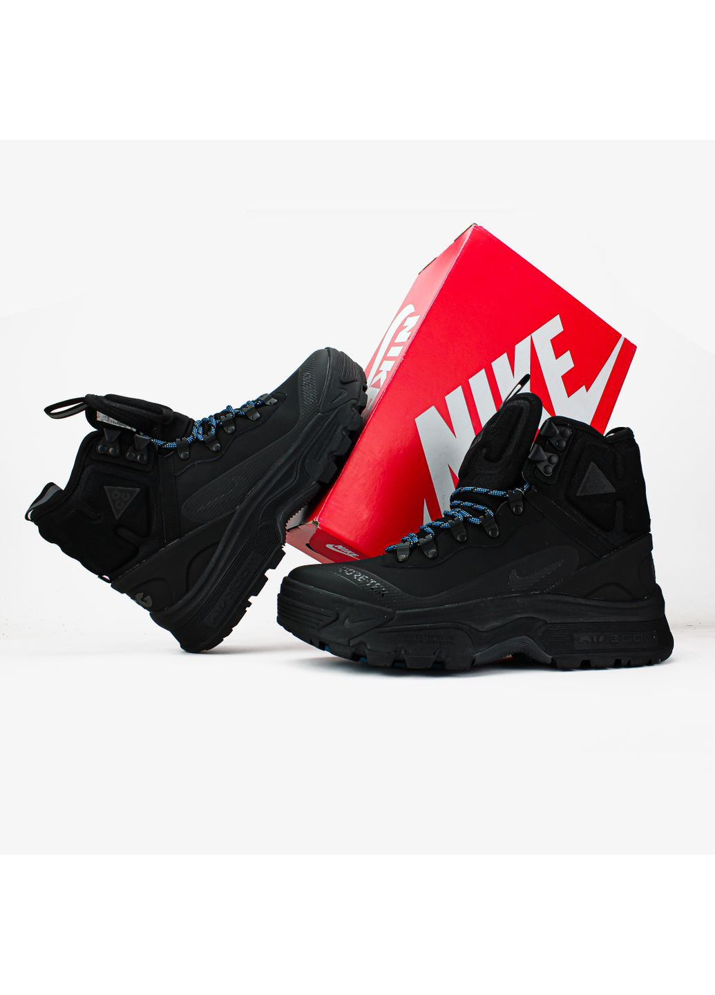 Черные демисезонные кроссовки мужские и женские Nike ACG Air Zoom Gaiadome GTX Black | Найк АЦГ Аір Зум Гайадом