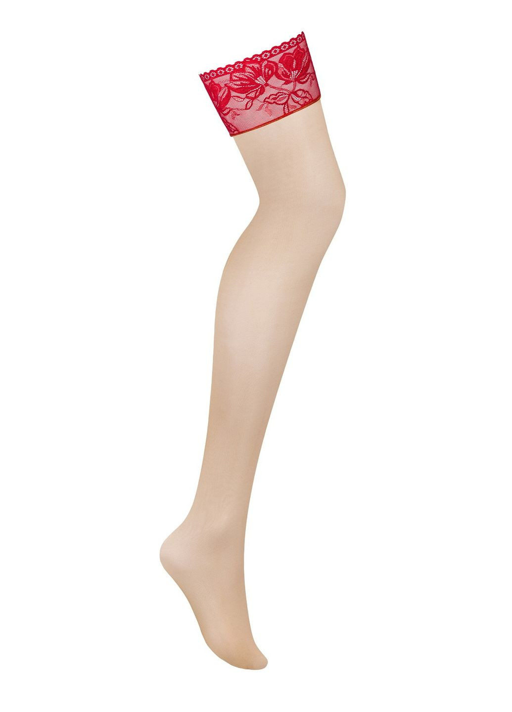 Панчохи під пояс з червоним мереживом Lacelove Obsessive (356567007)