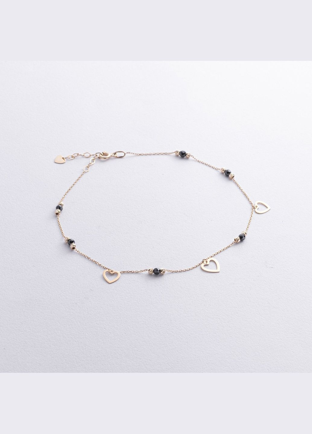 Золотой браслет Сердечки (фианиты) на ногу б04902 24 24 Oniks (323208959)