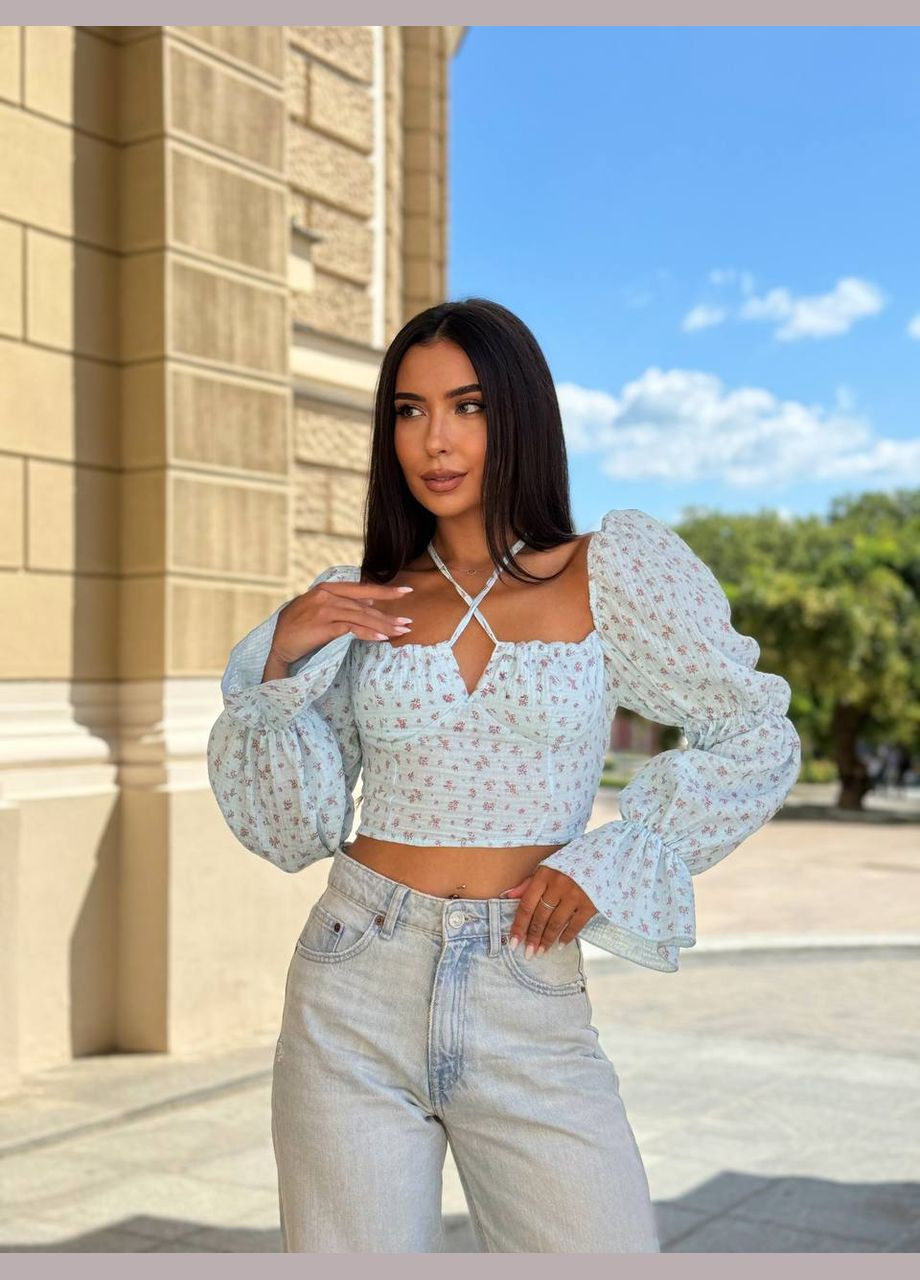 Голубая женская блузка FINO Mode