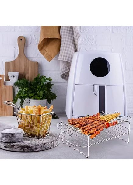 Решітка прямокутна 20.5х13см + 4 шампури для аерогриля та мультипечі SAM-07205 No Brand (373064456)