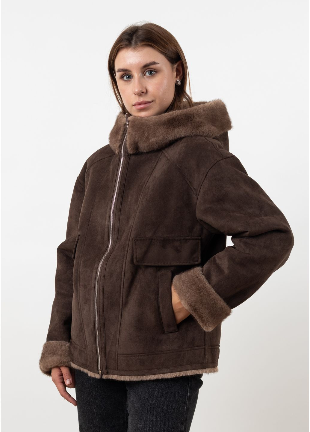 Темно-коричневый зимний Пуховик MissLynx