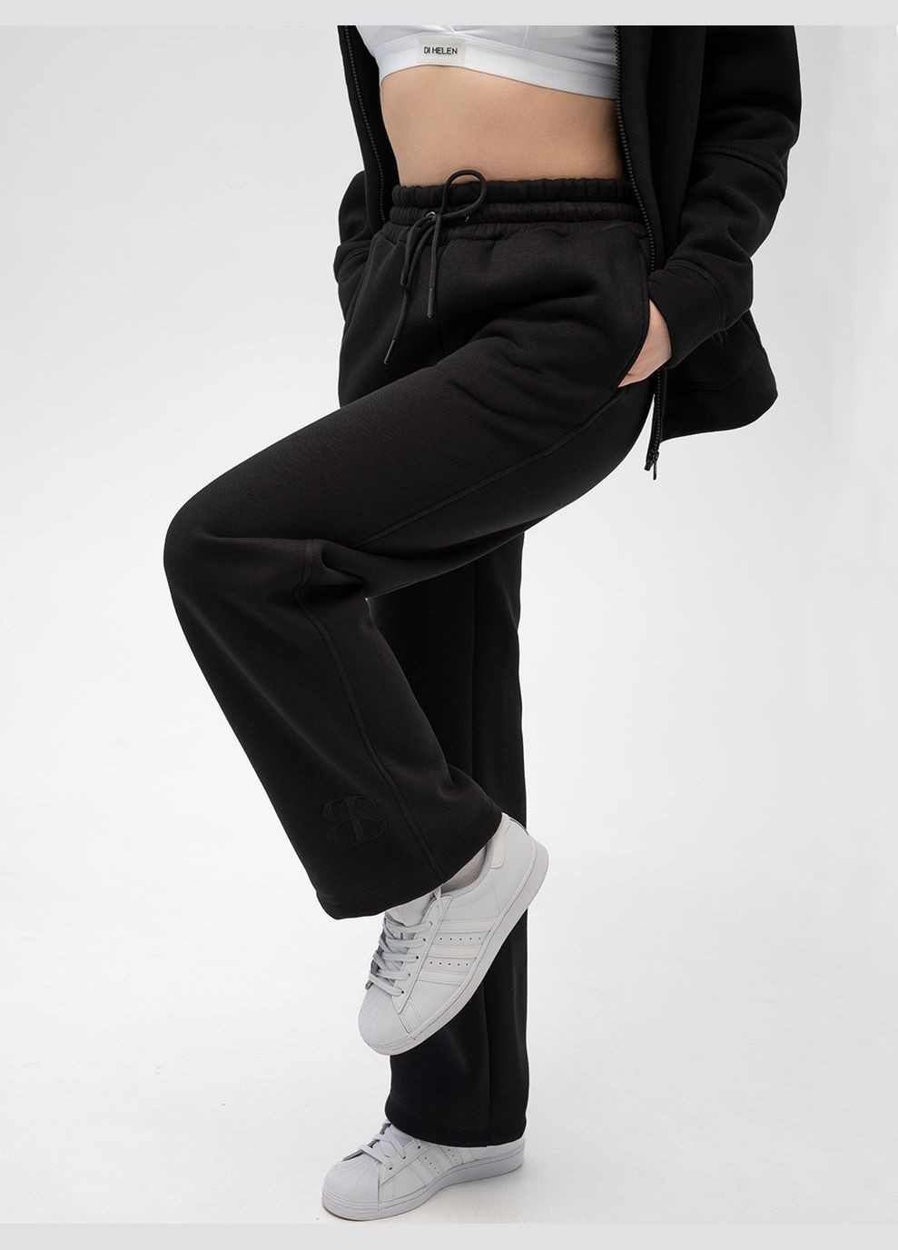 Черные кэжуал демисезонные прямые брюки Fabio Monti